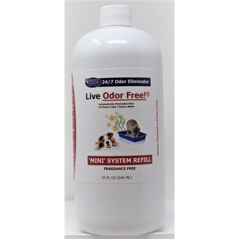 Live Odor Free!® Refill 32 oz. with Free Cartridge - 24/7 Mini Odor Eliminator System Kit