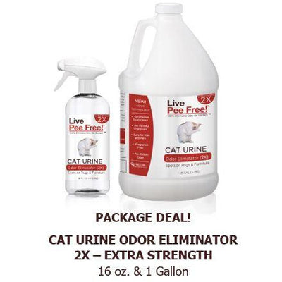 Live Odor Free!® Cat Urine 2X - (16 oz. + Gallon) - Package Deal